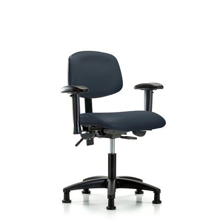 Desk Chair Desk Chair, Vinyl, AA Glides, Nav, Adjustable Arms, 18