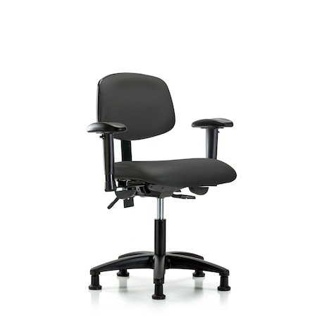 Desk Chair Desk Chair, Vinyl, AA Glides, Gry, Adjustable Arms, 18