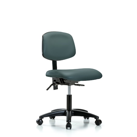 Desk Chair Desk Chair, Vinyl, Tilt Casters, Blu, No Arms, 18