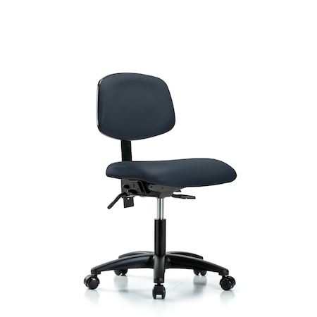 Desk Chair Desk Chair, Vinyl, Tilt Casters, Nav, No Arms, 18