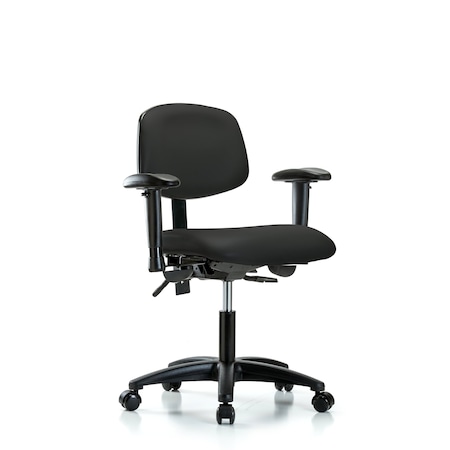 Desk Chair Desk Chair, Vinyl, Tilt AA Casters, Blk, Adjustable Arms, 18