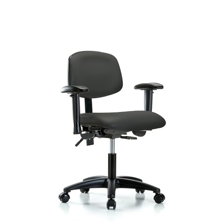 Desk Chair Desk Chair, Vinyl, Tilt AA Casters, Gry, Adjustable Arms, 18