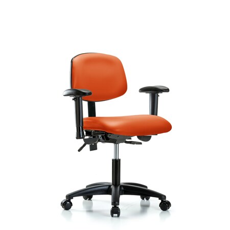 Desk Chair Desk Chair, Vinyl, Tilt AA Casters, Orange, Adjustable Arms, 18