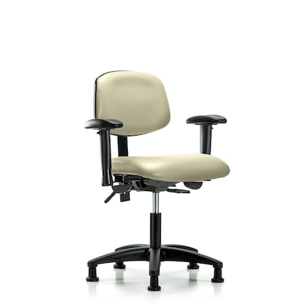 Desk Chair Desk Chair, Vinyl, Tilt AA Glides, Wht, Adjustable Arms, 18