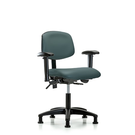 Desk Chair Desk Chair, Vinyl, Tilt AA Glides, Blu, Adjustable Arms, 18