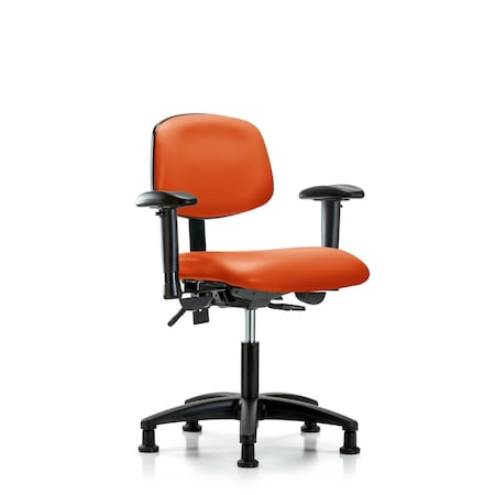 Desk Chair Desk Chair, Vinyl, Tilt AA Glides, Orange, Adjustable Arms, 18