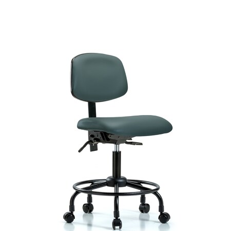 Desk Chair Desk Chair, RT Casters, Vinyl, Blu, No Arms, 21
