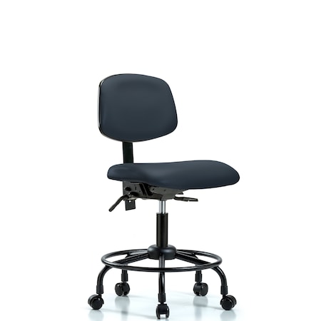 Desk Chair Desk Chair, RT Casters, Vinyl, Nav, No Arms, 21