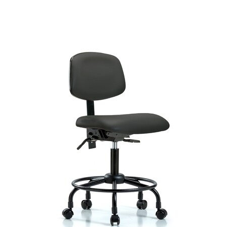 Desk Chair Desk Chair, RT Casters, Vinyl, Gry, No Arms, 21