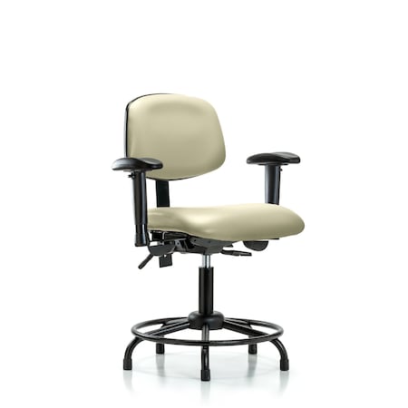 Desk Chair Desk Chair, RT AA, Glides, Vinyl, Wht, Adjustable Arms, 18