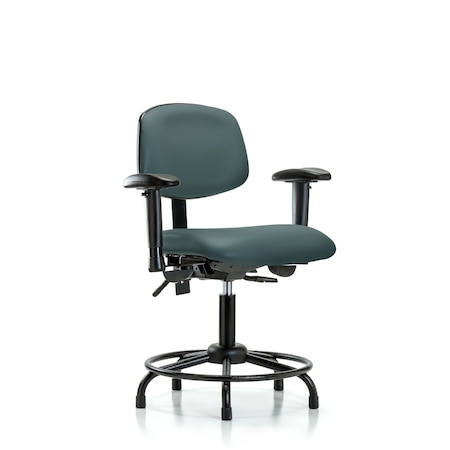 Desk Chair Desk Chair, RT AA, Glides, Vinyl, Blu, Adjustable Arms, 18