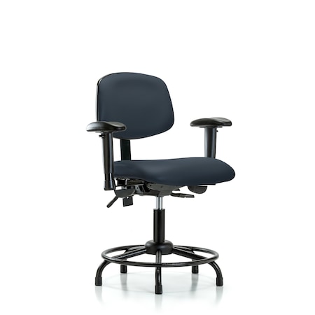 Desk Chair Desk Chair, RT AA, Glides, Vinyl, Nav, Adjustable Arms, 18