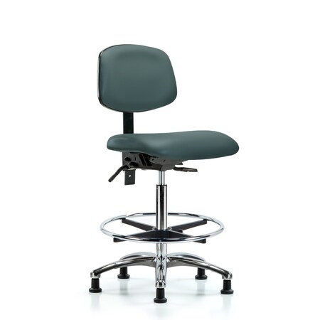 High Bench Chair Chair, Vin, Hi Ben, Chr Tilt CF Glides, Blu, No Arms, 26