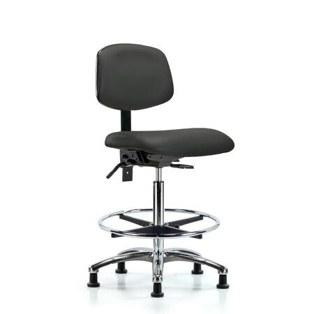 High Bench Chair Chair, Vin, Hi Ben, Chr Tilt CF Glides, Gry, No Arms, 26
