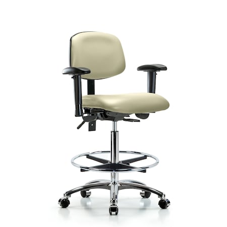 High Bench Chair Chair, Vin, Hi Ben, Chr Tilt AA CF Cast, Wht, Adjustable Arms, 26