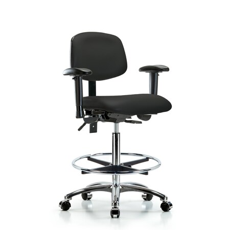High Bench Chair Chair, Vin, Hi Ben, Chr Tilt AA CF Cast, Blk, Adjustable Arms, 26