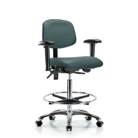 High Bench Chair Chair, Vin, Hi Ben, Chr Tilt AA CF Cast, Blu, Adjustable Arms, 26