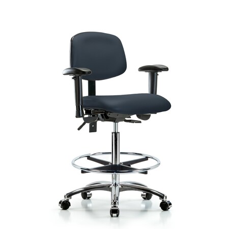 High Bench Chair Chair, Vin, Hi Ben, Chr Tilt AA CF Cast, Nav, Adjustable Arms, 26
