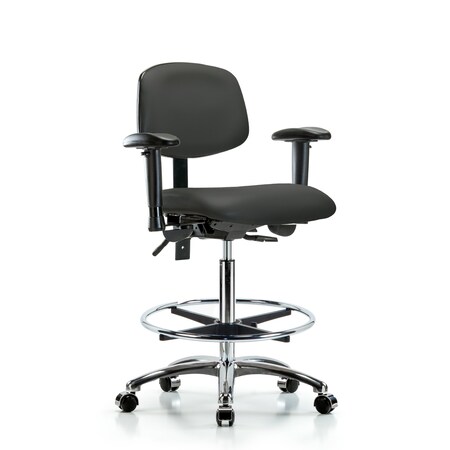 High Bench Chair Chair, Vin, Hi Ben, Chr Tilt AA CF Cast, Gry, Adjustable Arms, 26