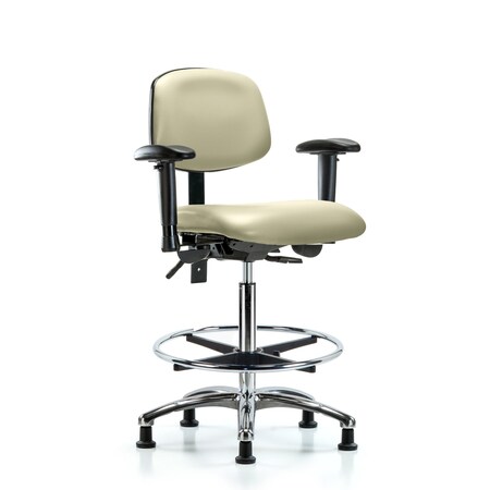 High Bench Chair Chair, Vin, Hi Ben, Chr Tilt AA CF Gld, Wht, Adjustable Arms, 26