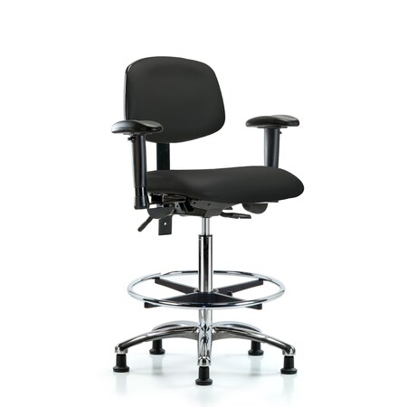 High Bench Chair Chair, Vin, Hi Ben, Chr Tilt AA CF Gld, Blk, Adjustable Arms, 26