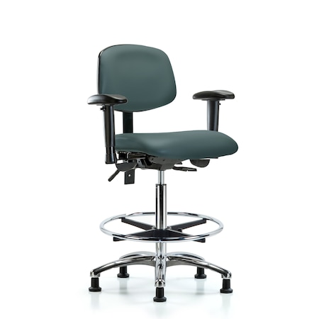 High Bench Chair Chair, Vin, Hi Ben, Chr Tilt AA CF Gld, Blu, Adjustable Arms, 26