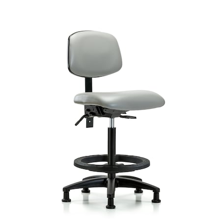 High Bench Chair Desk Chair, Vinyl, Chr Tilt AA Casters, Oat, No Arms, 26