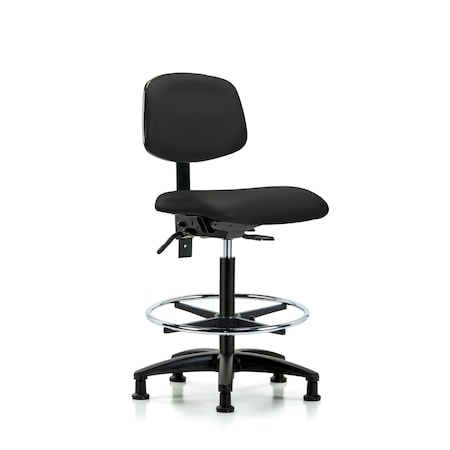 High Bench Chair Desk Chair, Fabric, RT Glides, Gry, No Arms, 26