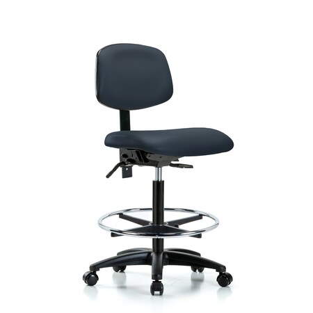 High Bench Chair Desk Chair, Fabric, Chrome AA Glides, Gry, No Arms, 26