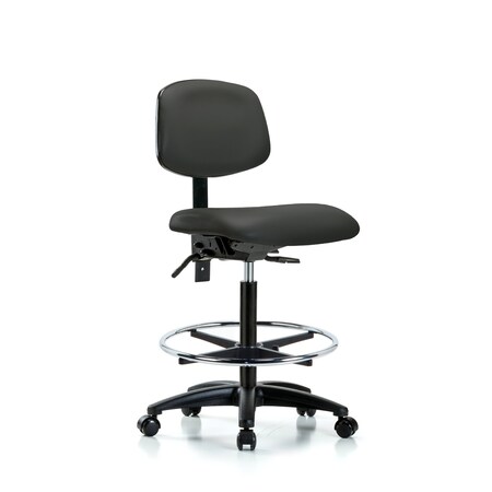 High Bench Chair Desk Chair, Fabric, Chrome AA Glides, Blu, No Arms, 26