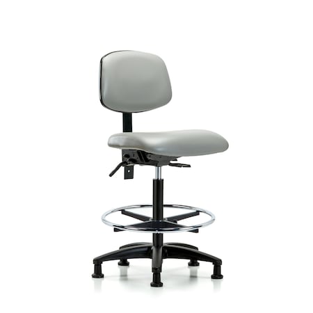 High Bench Chair Chair, Fab, Med Bnch, Chr Tilt CF Glide, Gry, No Arms, 26