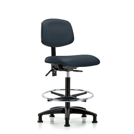 Vinyl Chair, High Bench, Tilt, Foot Ring, Glides, Navy MPN:BR-VHBCH-RG-T1-A0-CF-RG-8582