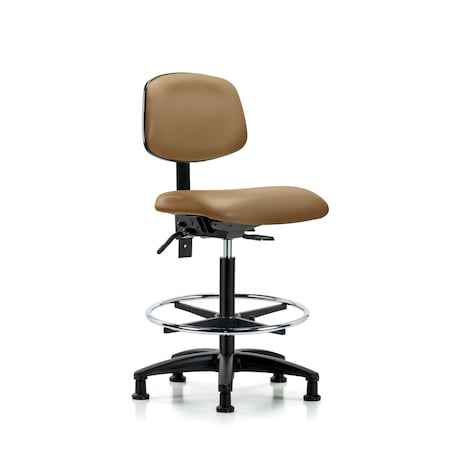 High Bench Chair Chair, Fab, Med Bnch, Chr Tilt CF Glide, Blu, No Arms, 26