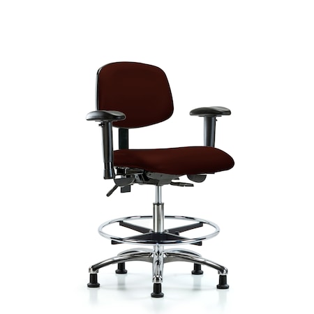 Medium Bench Chair Chair, Vin, Med Ben, Chr AA CF Glides, Burg, Adjustable Arms, 22