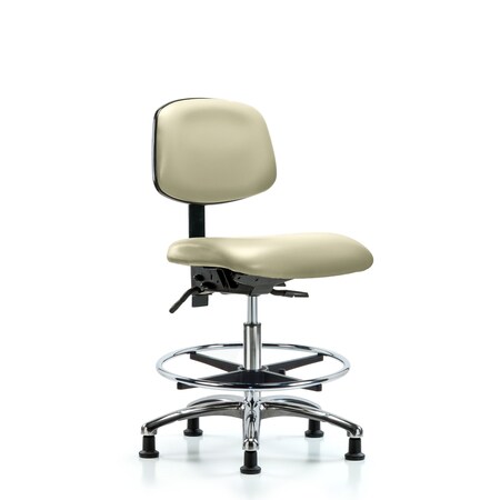 Medium Bench Chair Chair, Vin, Med Ben, Chr Tilt CF Glides, Wht, No Arms, 22