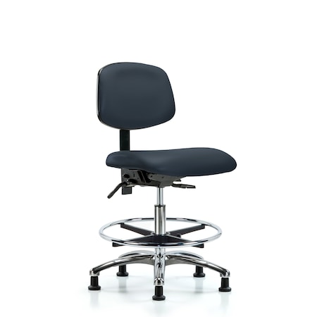 Medium Bench Chair Chair, Vin, Med Ben, Chr Tilt CF Glides, Nav, No Arms, 22