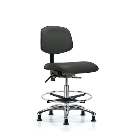 Medium Bench Chair Chair, Vin, Med Ben, Chr Tilt CF Glides, Gry, No Arms, 22