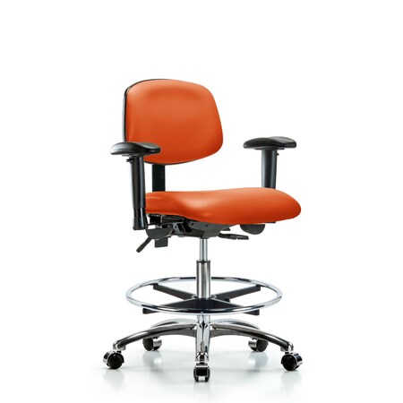 Medium Bench Chair Chair, Vin, Med Ben, CF Cast, Orange, Adjustable Arms, 22