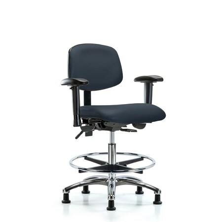 Medium Bench Chair Chair, Vin, Med Ben, Chr Tilt AA CF Gld, Nav, Adjustable Arms, 22