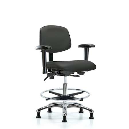 Medium Bench Chair Chair, Vin, Med Ben, Chr Tilt AA CF Gld, Gry, Adjustable Arms, 22