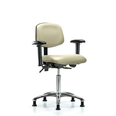 Medium Bench Chair Chair, Vin, Med Ben, Chr Tilt AA Glides, Wht, Adjustable Arms, 22