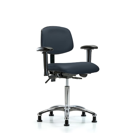 Medium Bench Chair Chair, Vin, Med Ben, Chr Tilt AA Glides, Nav, Adjustable Arms, 22