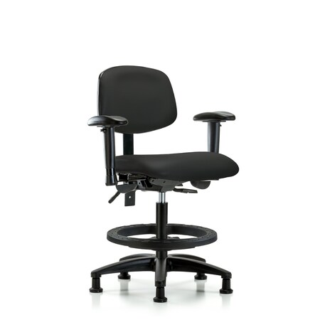 Medium Bench Chair Chair, Vin, Med Ben, Tilt AA BF Glides, Blk, Adjustable Arms, 22