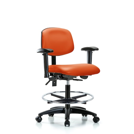 Medium Bench Chair Chair, Vin, Med Ben, Tilt AA CF Cast, Orange, Adjustable Arms, 22