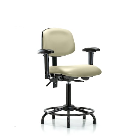 Medium Bench Chair Vinyl Chair, RT Tilt AA, Gld, Wht, Adjustable Arms, 22