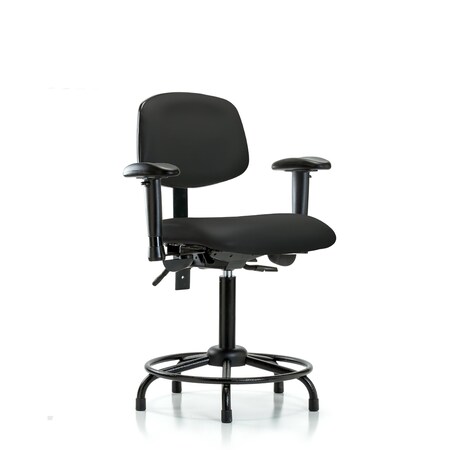 Medium Bench Chair Vinyl Chair, RT Tilt AA, Gld, BLK, Adjustable Arms, 22