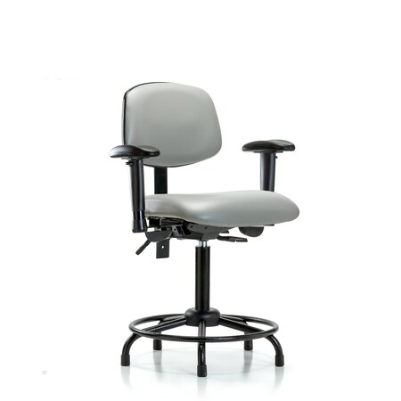 Medium Bench Chair Vinyl Chair, RT Tilt AA, Gld, Dov, Adjustable Arms, 22