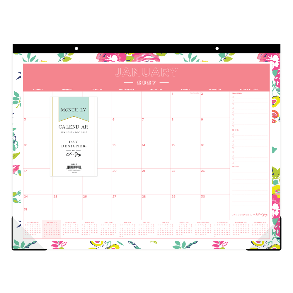 2027 Blue Sky Peyton White Monthly Desk Pad Planning Calendar, 22x17, 0%, Peyton White, Jan-Dec, RY27 MPN:103631-27