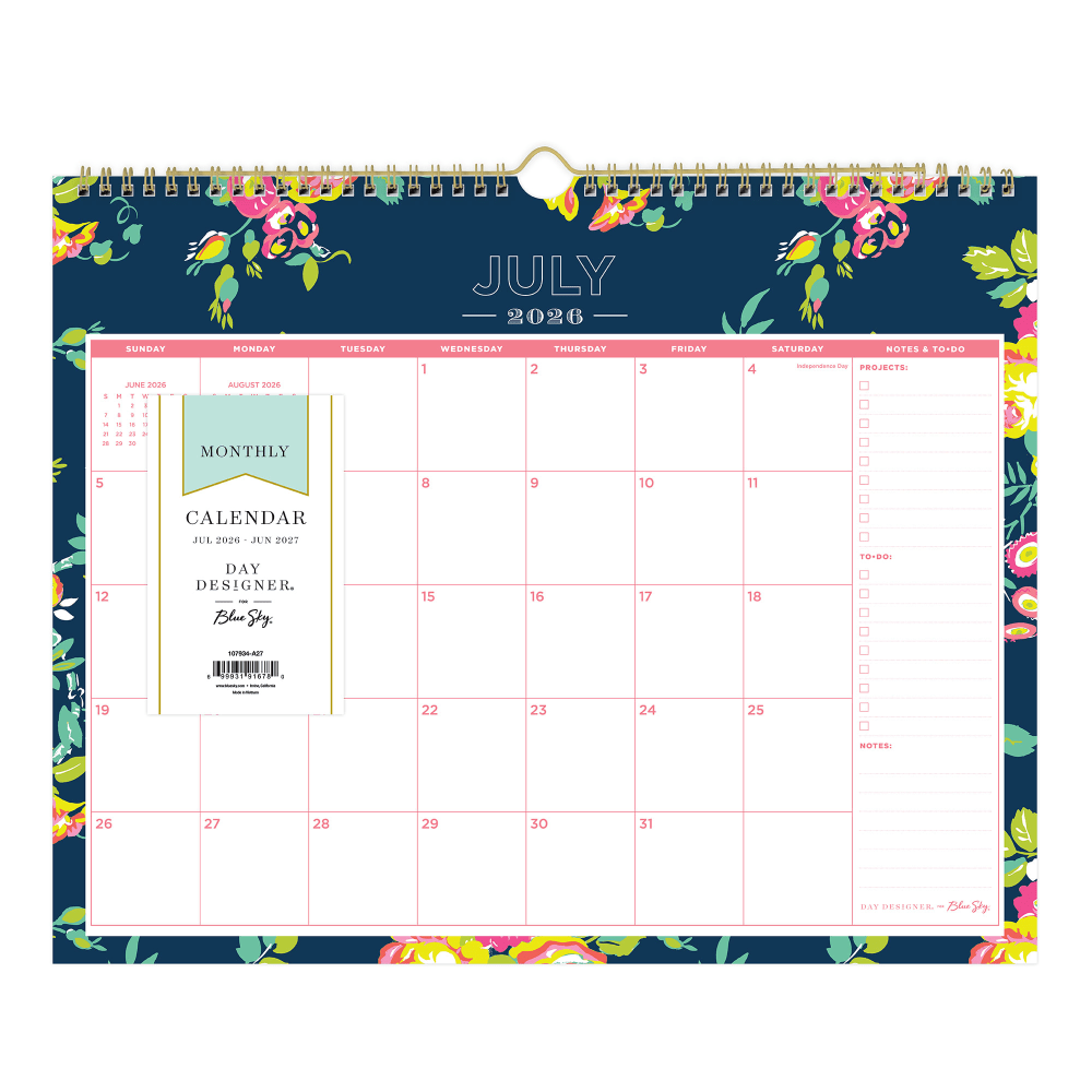 Wall Calendar DD Peyton Navy - 15x12 AY26-27 Monthly Safety Wirebound - MPN:107934-A27