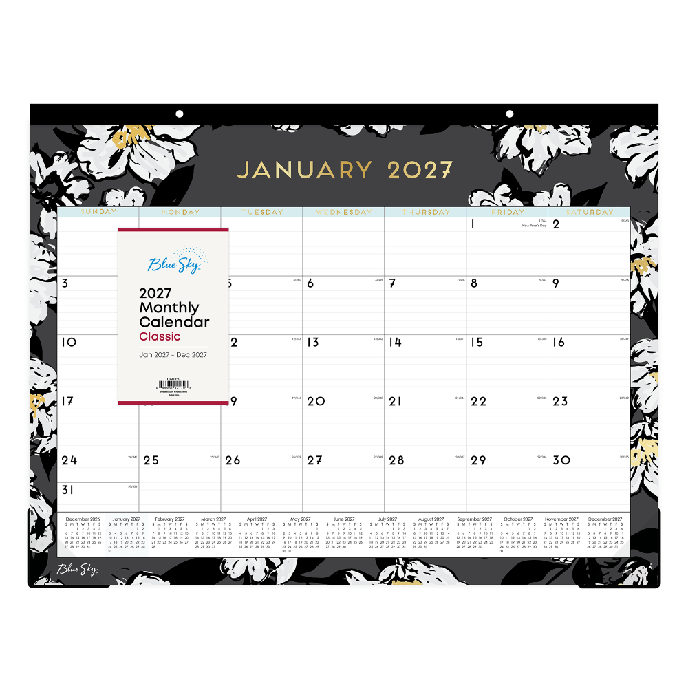2027 Blue Sky Baccara Dark Monthly Desk Pad Planning Calendar, 22x17, 0%, Baccara Dark, Jan-Dec, RY27 MPN:110215-27